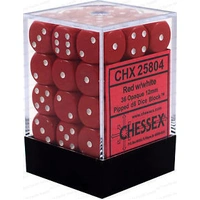 D6 Dice Opaque 12mm Red/White (36 Dice in Display)