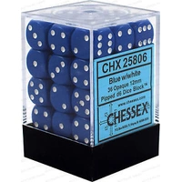 D6 Dice Opaque 12mm Blue/White (36 Dice in Display)