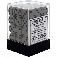 D6 Dice Opaque 12mm Dark Grey/Black (36 Dice in Display)