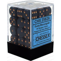 Chessex D6 Opaque 12mm d6 Dusty Blue/copper Dice Block (36 dice)