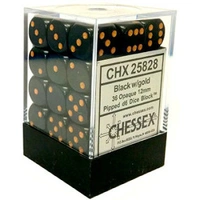 Chessex D6 Opaque 12mm d6 Black/gold Dice Block (36 dice)