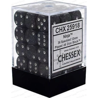 D6 Dice Speckled 12mm Ninja (36 Dice in Display)