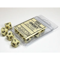 Chessex D10 DiceOpaque Ivory/black Set of Ten d10s