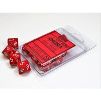 Chessex D10 DiceOpaque Red/white Set of Ten d10s