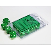 Chessex D10 DiceOpaque Green/white Set of Ten d10s