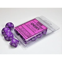 Chessex D10 DiceOpaque Purple/white Set of Ten d10s