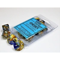 Chessex D10 DiceGemini Blue-Gold/white Set of Ten d10s