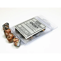 Chessex D10 DiceGemini Copper-Steel/white Set of Ten d10s