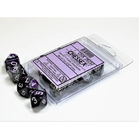 Chessex D10 DiceGemini Purple-Steel/white Set of Ten d10s