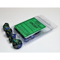 Chessex D10 DiceGemini Blue-Green/gold Set of Ten d10s