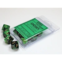 Chessex D10 DiceGemini Black-Green/gold Set of Ten d10s