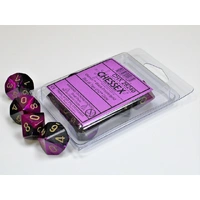 Chessex D10 DiceGemini Black-Purple/gold Set of Ten d10s