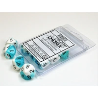 Chessex D10 DiceGemini Teal-White/black Set of Ten d10s