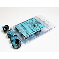 Chessex D10 DiceGemini Black-Shell/white Set of Ten d10s