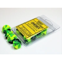 Chessex D10 DiceGemini Green-Yellow/silver Set of Ten d10s