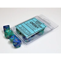 Chessex D10 DiceGemini Blue-Teal/gold Set of Ten d10s