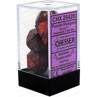 D7-Die Set Dice Gemini Polyhedral Purple-Red/Gold (7 Dice in Display)