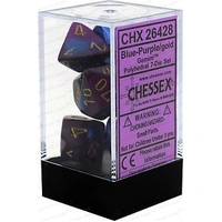 D7-Die Set Dice Gemini Polyhedral Blue-Purple/Gold (7 Dice in Display)