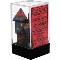 D7-Die Set Dice Gemini Polyhedral Blue-Red/Gold (7 Dice in Display)