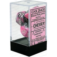 Chessex D7-Die Set Gemini Polyhedral Black-Pink/white 7-Die Set