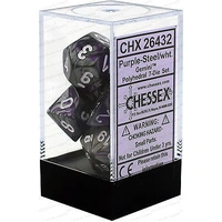 Chessex D7-Die Set Gemini Polyhedral Purple-Steel/white 7-Die Set