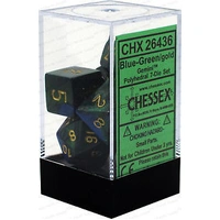 D7-Die Set Dice Gemini Polyhedral Blue-Green/Gold (7 Dice in Display)