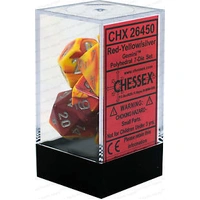 D7-Die Set Dice Gemini Polyhedral Red-Yellow/Silver (7 Dice in Display)