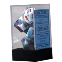 D7-Die Set Dice Gemini Polyhedral Astral Blue-White/Red (7 Dice in Display)