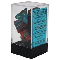 D7-Die Set Dice Gemini Polyhedral Red-Teal/Gold (7 Dice in Display)