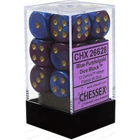 Chessex D6 Gemini 16mm d6 Blue-Purple/gold Dice Block (12 dice)