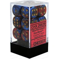 Chessex D6 Gemini 16mm d6 Blue-Red/gold Dice Block (12 dice)