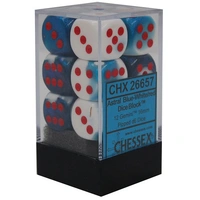 Chessex D6 Gemini 16mm d6 Astral Blue-White/red Dice Block (12 dice)