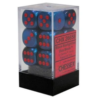 D6 Dice Gemini 16mm Black-Starlight/Red (12 Dice in Display)