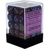 Chessex D6 Gemini 12mm d6 Blue-Purple/gold Dice Block (36 dice)