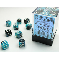 CHX 26846 Gemini Black-Shell/white 12mm d6 Dice Block (36 dice)