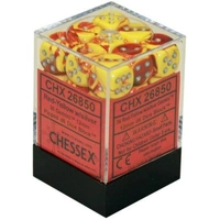 Chessex D6 Gemini 12mm d6 Red-Yellow/silver Dice Block (36 dice)