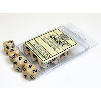 Chessex D10 DiceMarble Ivory/black Set of Ten d10s