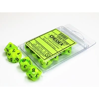 Chessex D10 DiceVortex Bright Green/black Set of Ten d10s 