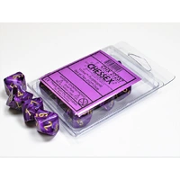 Chessex D10 DiceVortex Purple/gold Set of Ten d10s