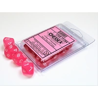 Chessex D10 DiceFrosted Pink/white Set of Ten d10s