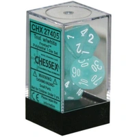 D7-Die Set Dice Frosted Polyhedral Teal/White (7 Dice in Display)