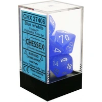 D7-Die Set Dice Frosted Polyhedral Blue/White (7 Dice in Display)