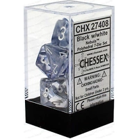 D7-Die Set Dice Nebula Polyhedral Black/White (7 Dice in Display)