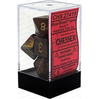 D7-Die Set Dice Scarab Polyhedral Blue Blood/Gold (7 Dice in Display)