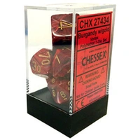 D7-Die Set Dice Vortex Polyhedral Burgundy/Gold (7 Dice in Display)