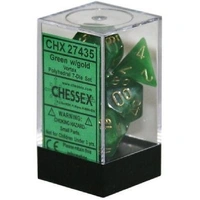 D7-Die Set Dice Vortex Polyhedral Green/Gold (7 Dice in Display)