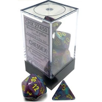 D7-Die Set Dice Festive Polyhedral Mosaic/Yellow (7 Dice in Display)