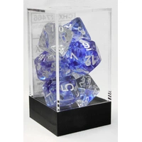 D7-Die Set Dice Nebula Polyhedral Dark Blue/White (7 Dice in Display)