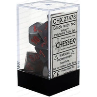 D7-Die Set Dice Velvet Polyhedral Black/Red (7 Dice in Display)