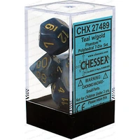 D7-Die Set Dice Phantom Polyhedral Teal/Gold (7 Dice in Display)